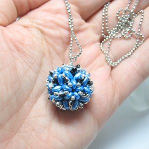 Blue Beaded Bead necklace